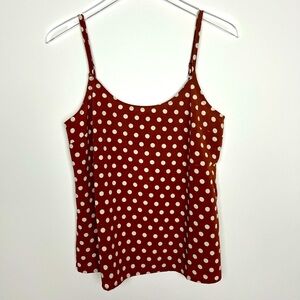 NWT Sanctuary Rust with White Polka Dot Tank Adjustable Straps Sz Medium